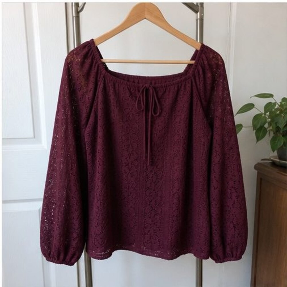 Burgundy V Neck Top